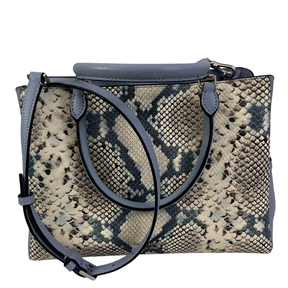 NWT Kate Spade Snake Embossed Genuine Leather Crossbody Handbag Muted Blue